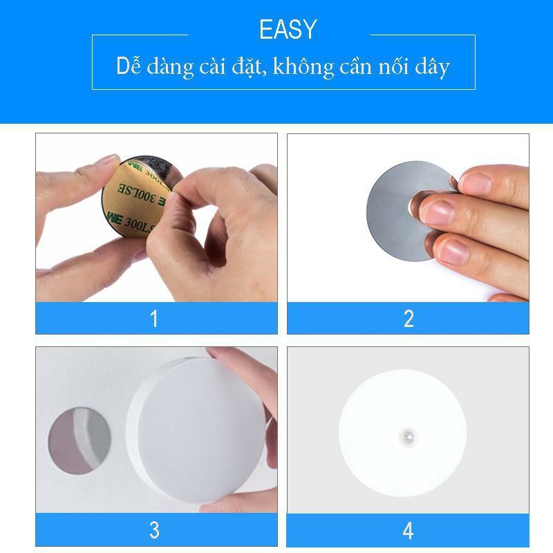 Đèn Cảm Ứng Chuyển Động, Đèn Led Thông Minh Dán Tường Không Dây, Góc Cảm Ứng Rộng, Thích Hợp Cho Mọi Không Gian