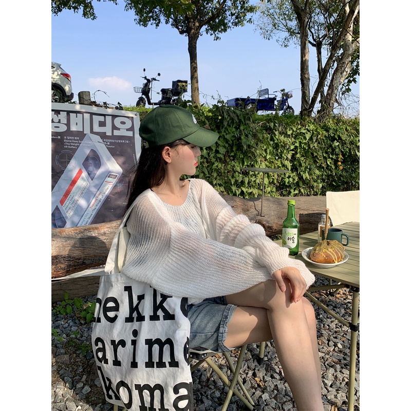 Áo sweater Mỏng Nhẹ Tay Dài Xuyên Thấu Thời Trang Mùa Xuân Cho Nữ