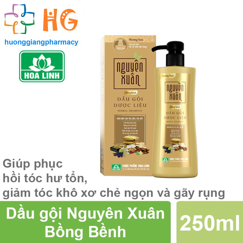 Dầu gội dược liệu Nguyên Xuân Bồng Bềnh - Giúp phục hồi tóc hư tổn, giảm tóc khô xơ chẻ ngọn và gãy rụng (Chai 250ml)