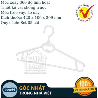 Móc Treo Quần Áo Bằng Nhựa Cao Cấp HARA Inochi Nhật Bản - Móc áo xoay vuông Hara 175