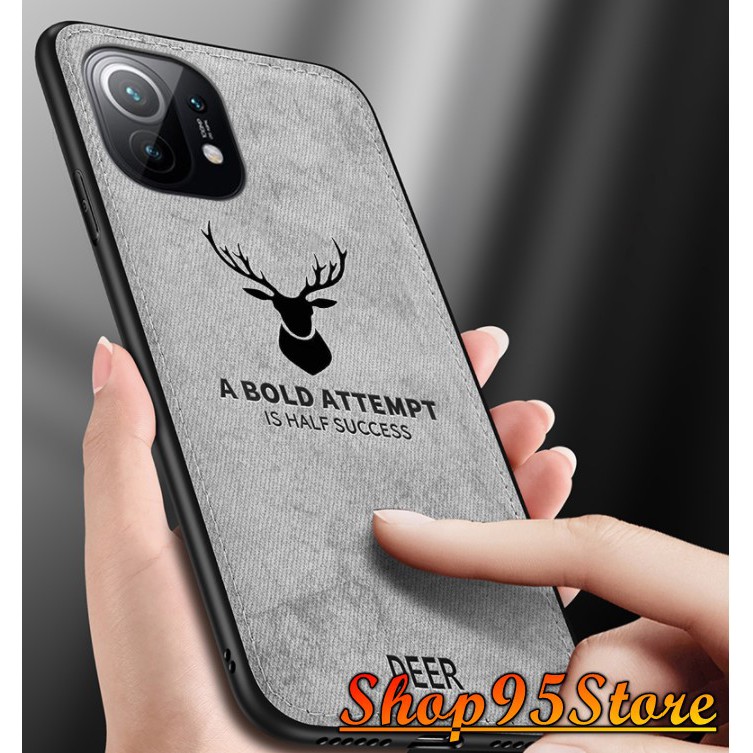 Ốp lưng vải bò Xiaomi Mi 11 họa tiết hươu