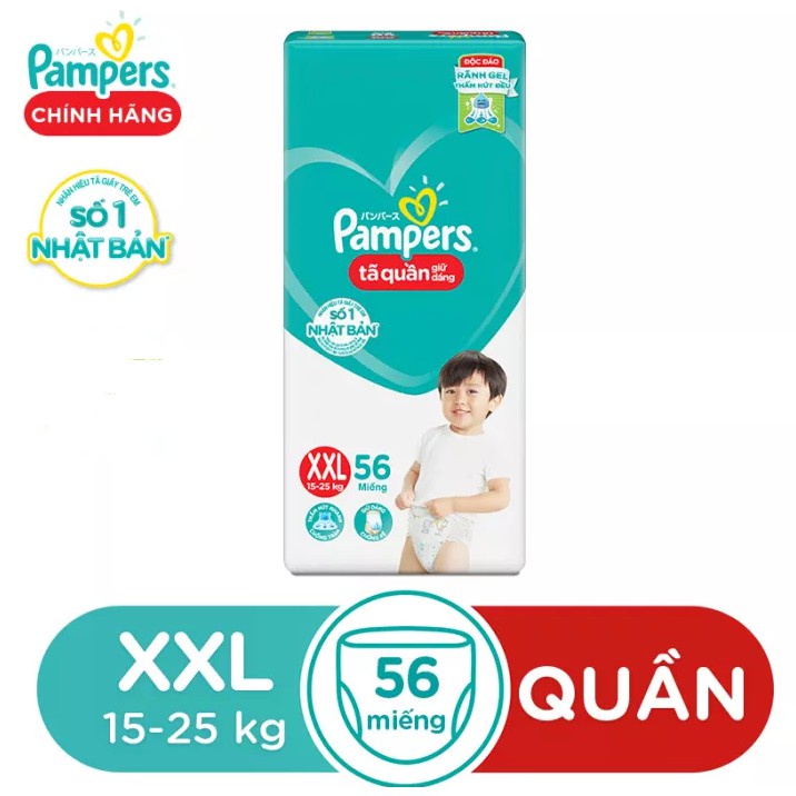 [Hà Nội] Bỉm Pamper Quần giữ dáng mới Size M74/ L68/ Xl62/ XXL56 Miếng.