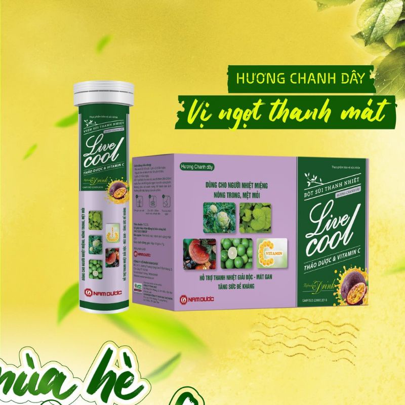 Sủi Thanh Nhiệt LiveCool 3 vị dễ uống giải nhiệt nóng trong người tuýp 20vien