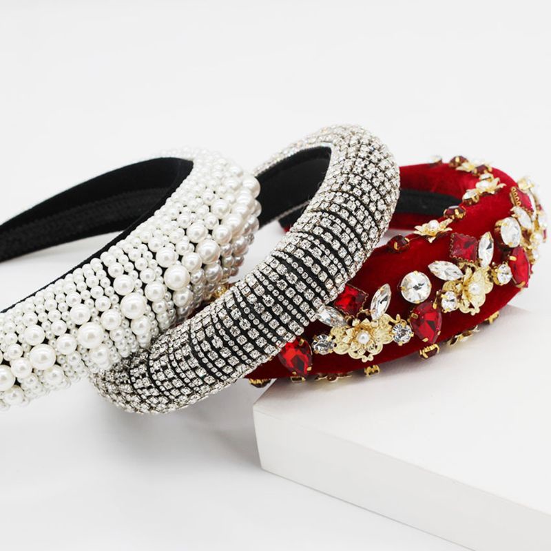 Băng Đô Cài Tóc Đính Đá &amp; Ngọc Trai Nhân Tạo