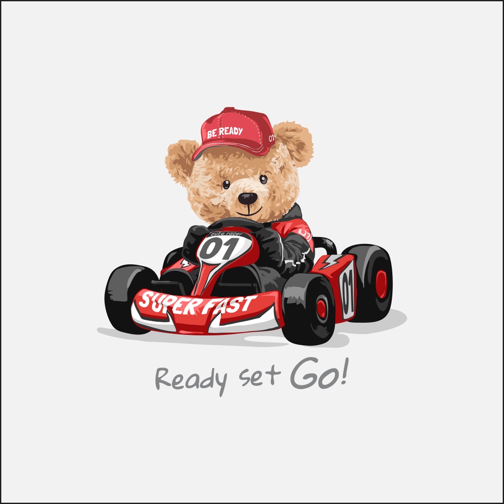 Hình ủi , hình in nhiệt - mẫu bé trai Gấu và oto