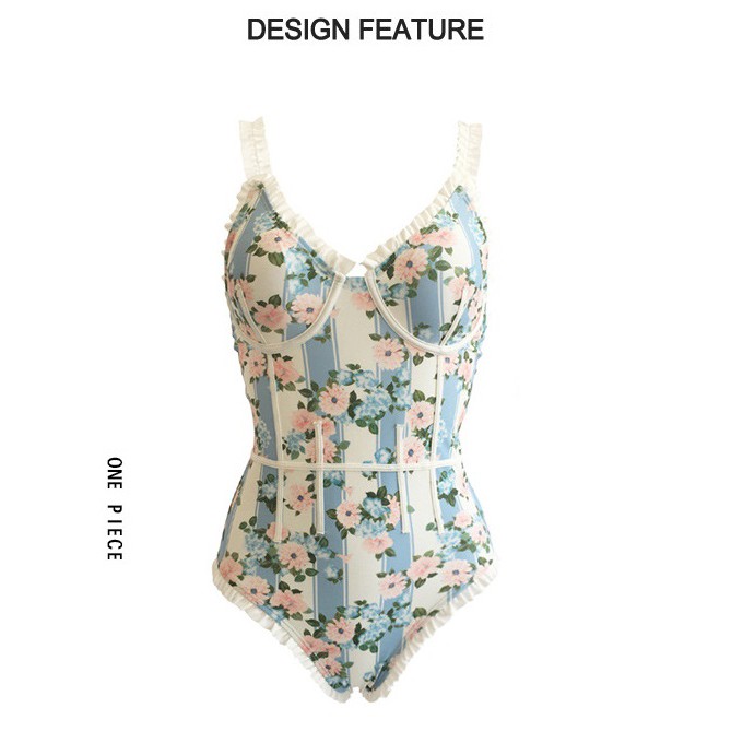 Đồ bơi nữ, Bikini một mảnh hoa tiết hoa  SW1M043 màu sắt ngọt tươi trẻ, gợi cảm (Bikini top bán chạy Geis summer love)