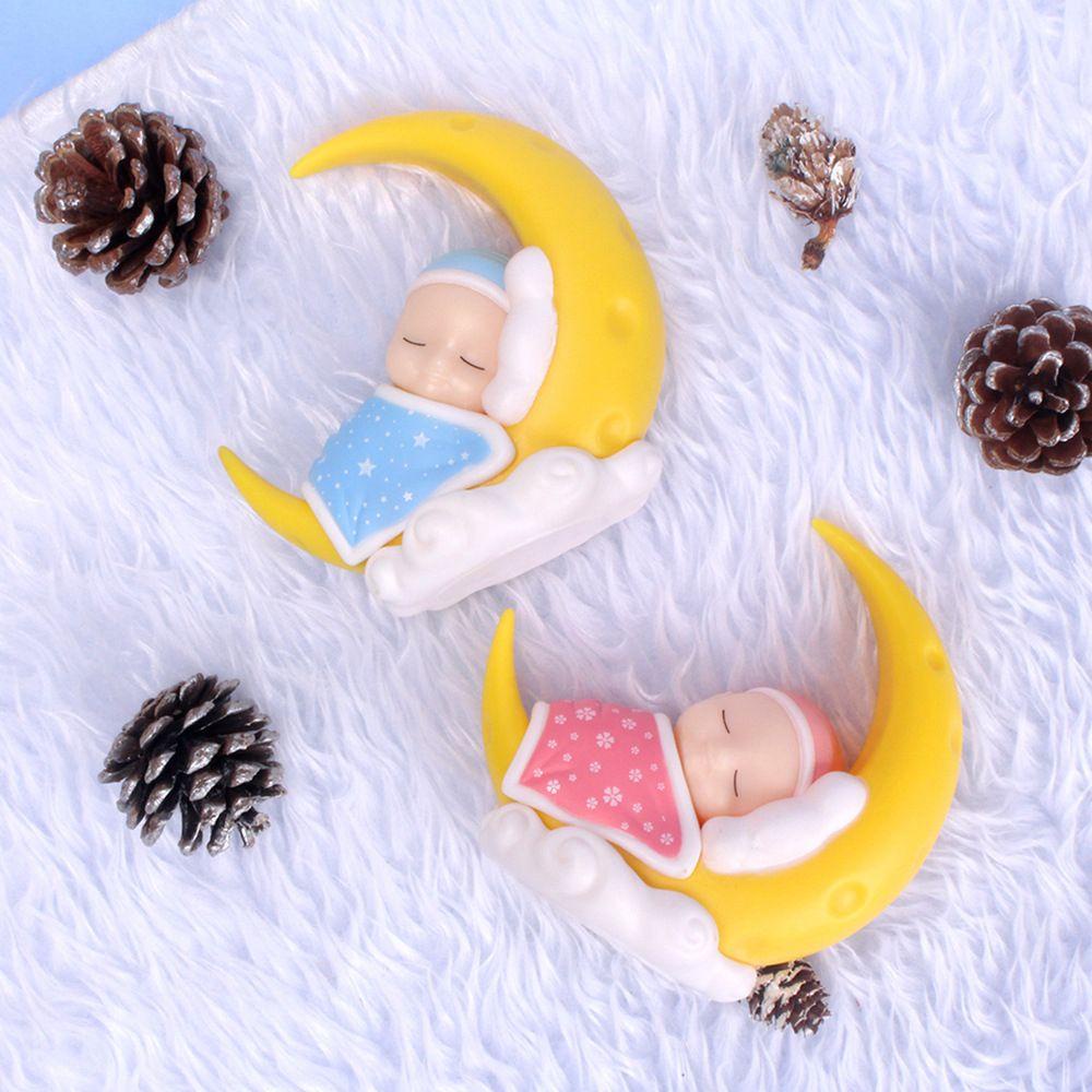 [COD] Búp Bê Hoạt Hình Mặt Trăng Em Bé Đang Ngủ Màu Xanh Dương Trang Trí Bảng Điều Khiển Xe Hơi
