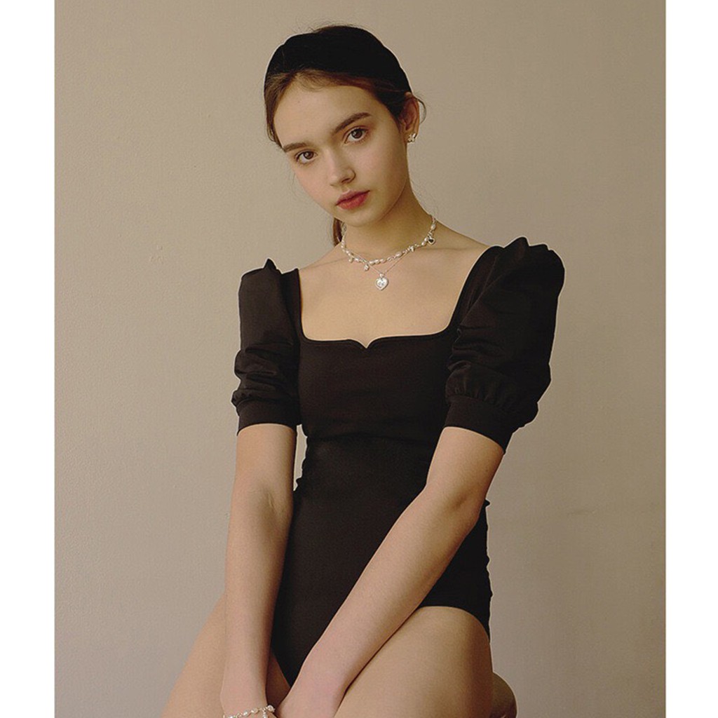 Bikini một mảnh thiết kế vai bồng vintage - Đồ bơi nữ phong cách Hàn Quốc DEMURE