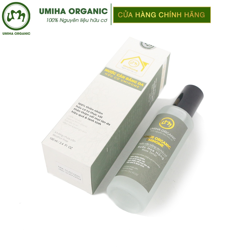 Toner Hoa Hồng hữu cơ UMIHOME 50/100ml nước cân bằng, dưỡng trắng, chống lão hoá da