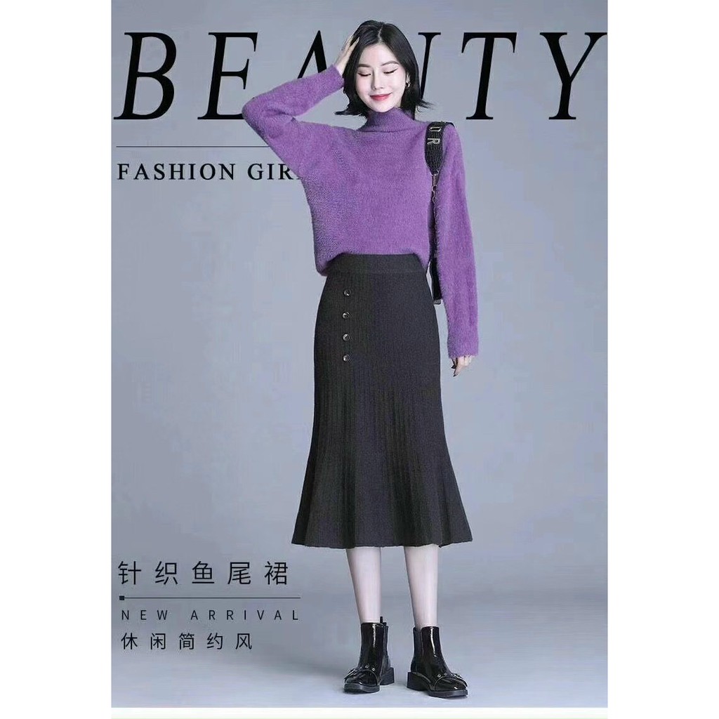 Chân váy len đuôi cá dài khoảng 76-78cm hàng Quảng Châu | BigBuy360 - bigbuy360.vn