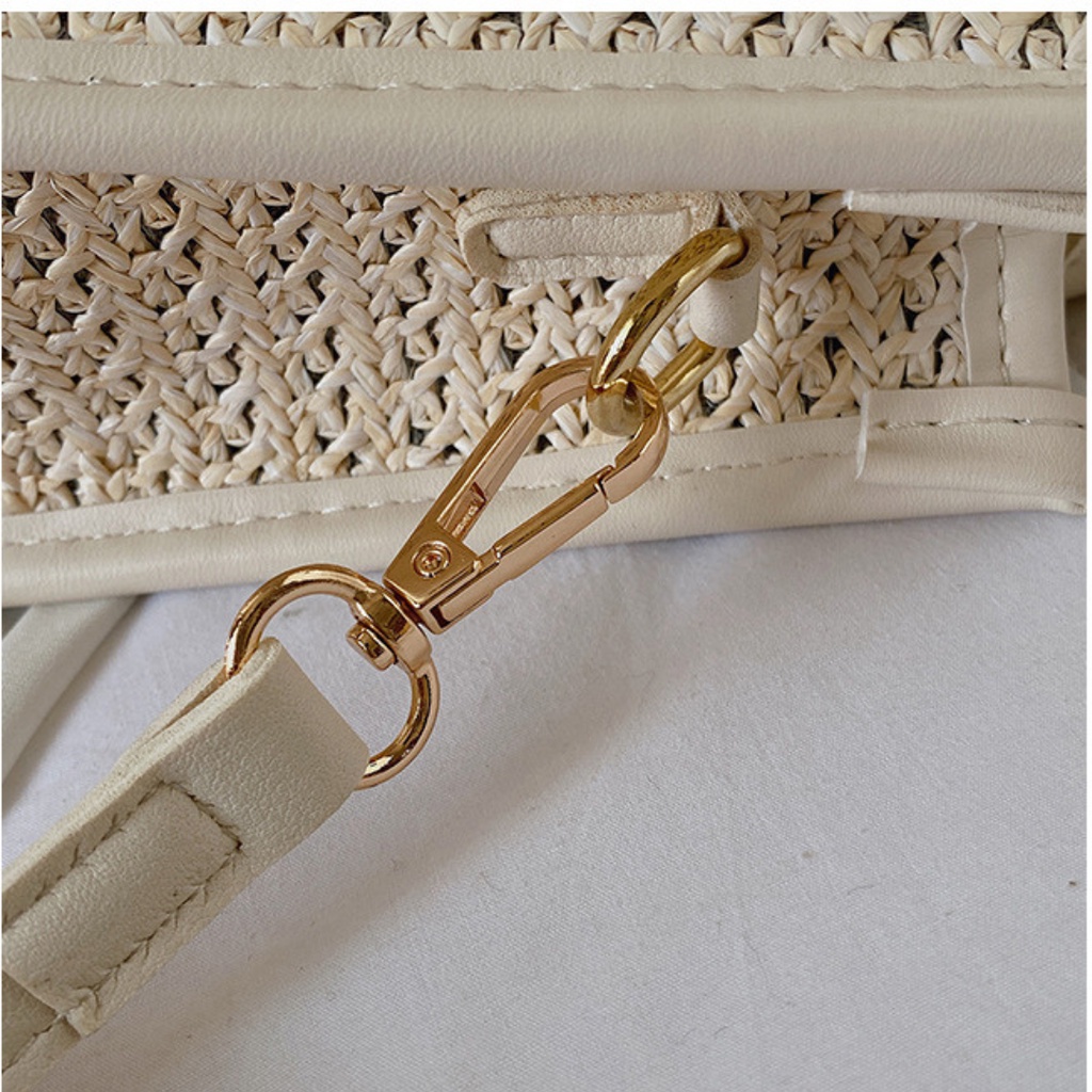 Túi cói viền da hình chữ nhật phong cách Hàn Quốc mới nhất 2022 La.orie - La013