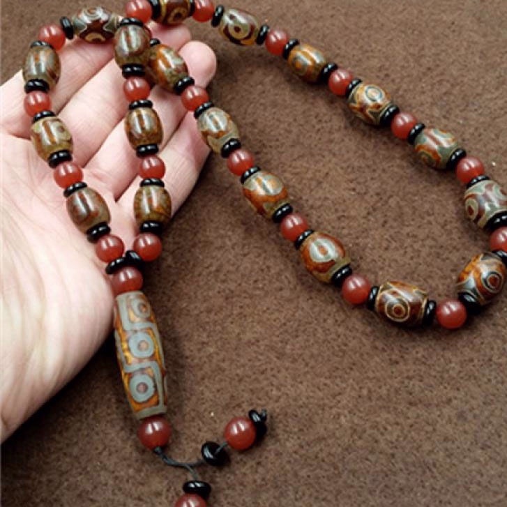 Chuỗi Hạt Đá Mã Não Tây Tạng Dzi Agate Phong Cách Tây Tạng Dzi 7.26