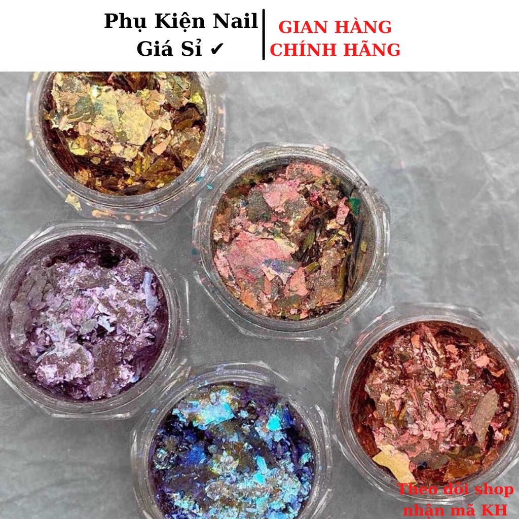 phụ kiện nhũ hàn quốc cao cấp siêu đẹp set 5 màu trang trí nail