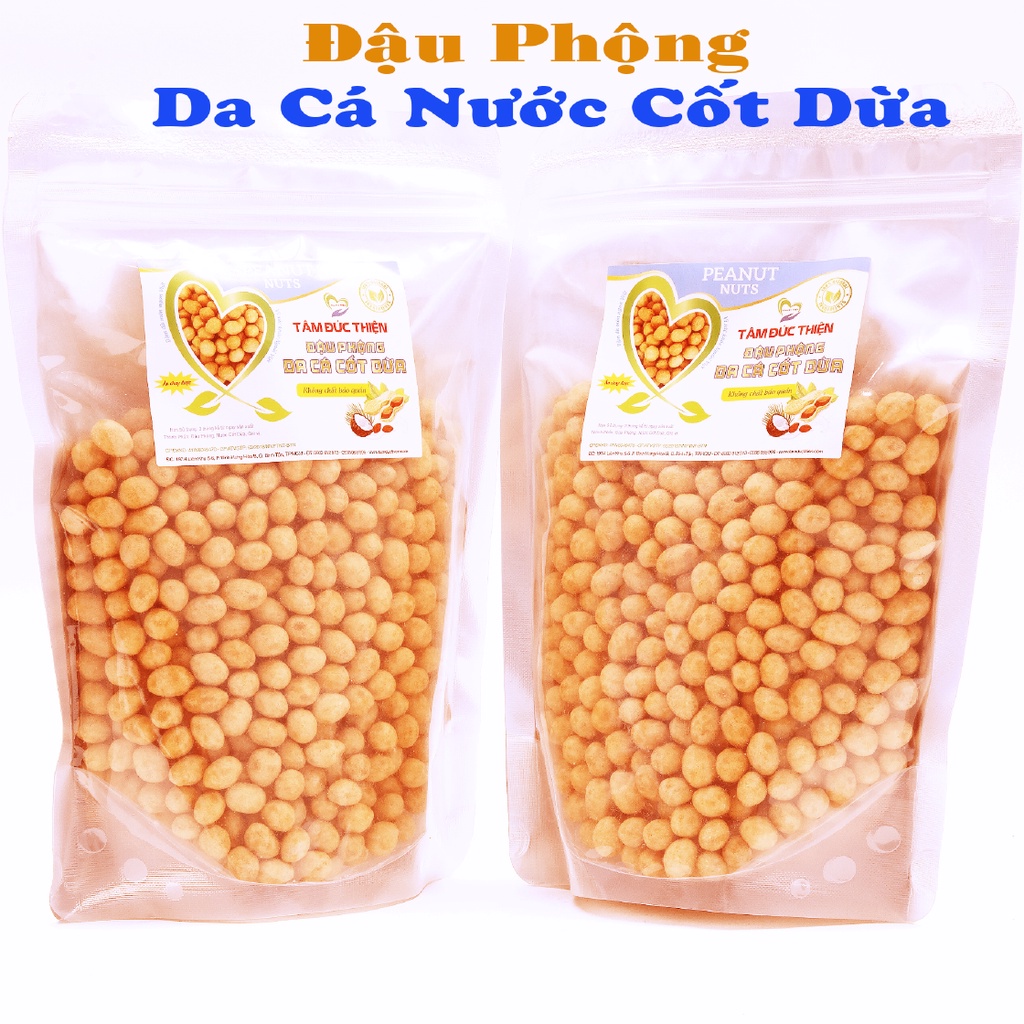 Combo 1KG Đậu Phộng Da Cá Nước Cốt Dừa Tâm Đức Thiện (2 Túi x 500GR) Đồ Ăn Vặt