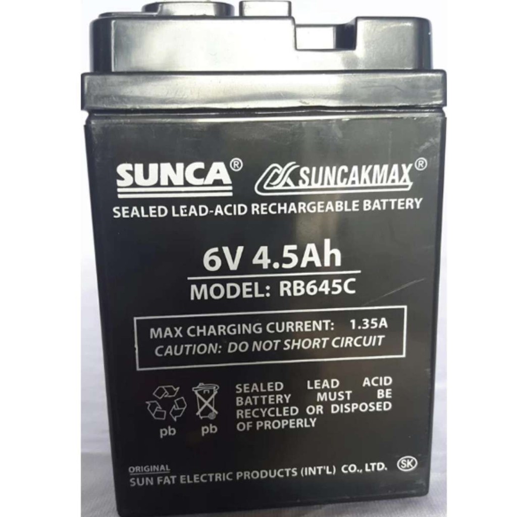 Ắc quy Sunca 6V / 4.5Ah - Chuyên dùng cho Đèn sạc, Quạt sạc