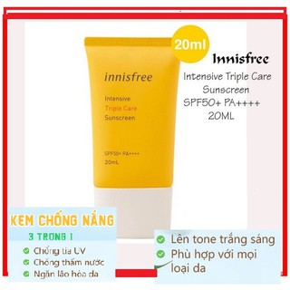[SIEU HOT] KEM CHỐNG NẮNG INNISFREE PERFECT UV PROTECTION CREAM TRIPLE CARE 20ML (minisize)