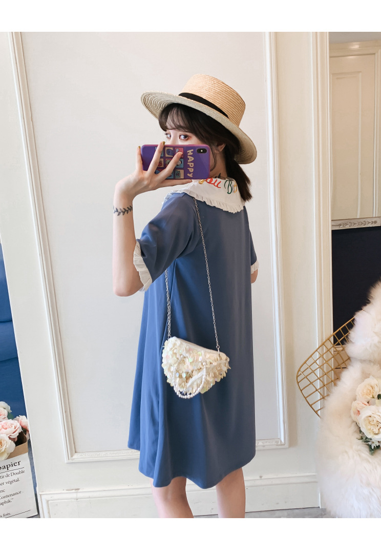 Plus Đầm Mini Tay Ngắn Dáng Rộng Phong Cách Hàn Quốc Dễ Thương Cho Nữ