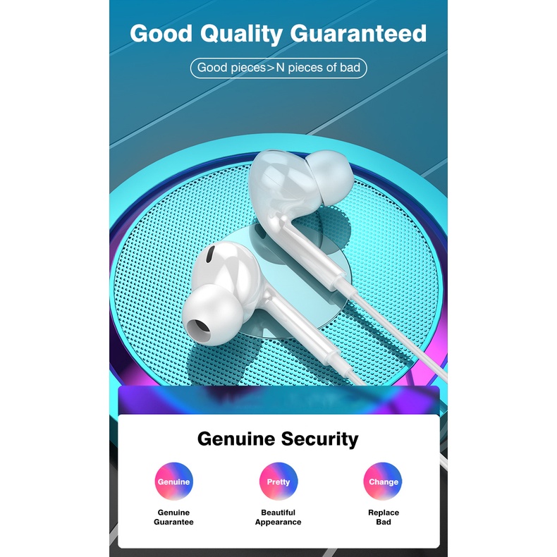 Tai Nghe Nhét Tai Có Dây Cổng Type C 3.5mm Kèm Hộp Đựng Cho Iphone Samsung Xiaomi