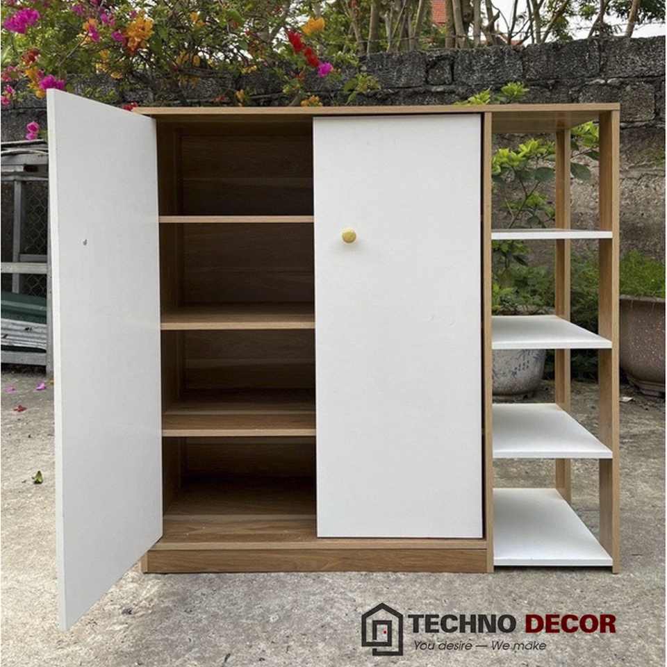 Tủ Giày Gỗ 2 Cánh Kệ Đựng Giày Dép Giá Rẻ Dễ Dàng Tháo Lắp Chống Mối Mọt TechnoDecor TG0012
