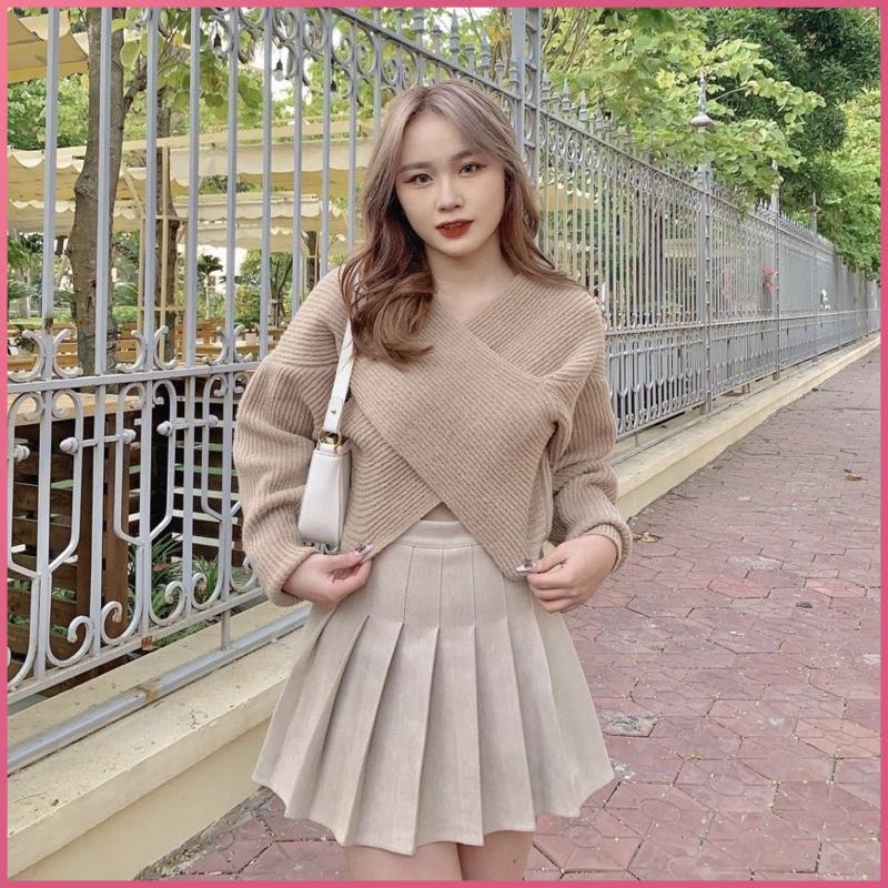 Set Áo Chân Váy CIBI Áo Len Tăm và chân váy xếp ly thời trang nữ đẹp xinh dưới 53kg | BigBuy360 - bigbuy360.vn