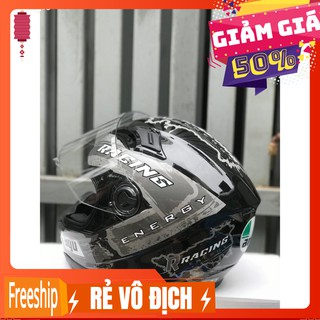 ( freeship bảo hành 24 tháng ) mũ nón AGU tem Racing energy Xám ghi
