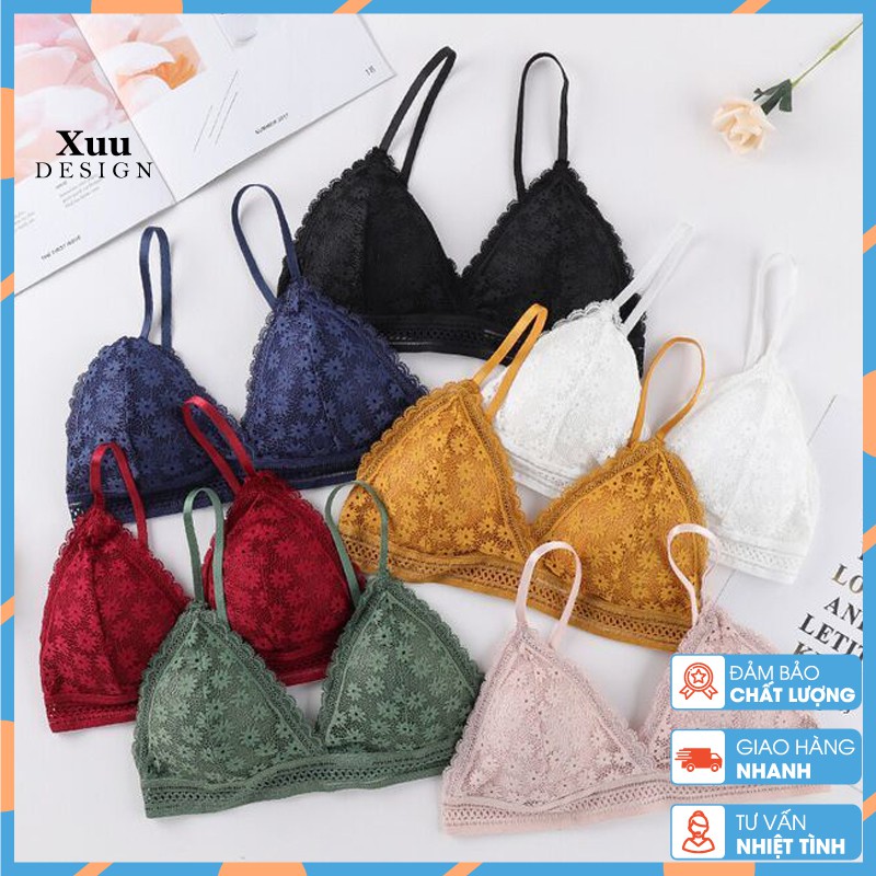 Áo bra nữ ren hoa cúc 💖Xuu Design💖 Áo ngực không gọng có đệm mỏng cao cấp BR05 | BigBuy360 - bigbuy360.vn