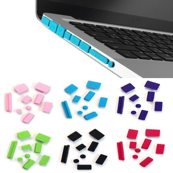 Bộ 13 Nút Chống Bụi Laptop USA store - Set 13 nút silicon đậy lỗ cắm rainbowsuit chống bụi cho laptop