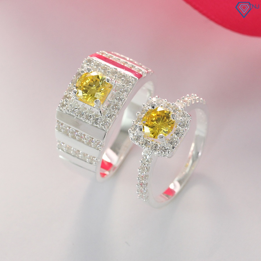 Nhẫn cặp bạc 925 đính đá vàng cao cấp ND0301 Trang Sức TNJ