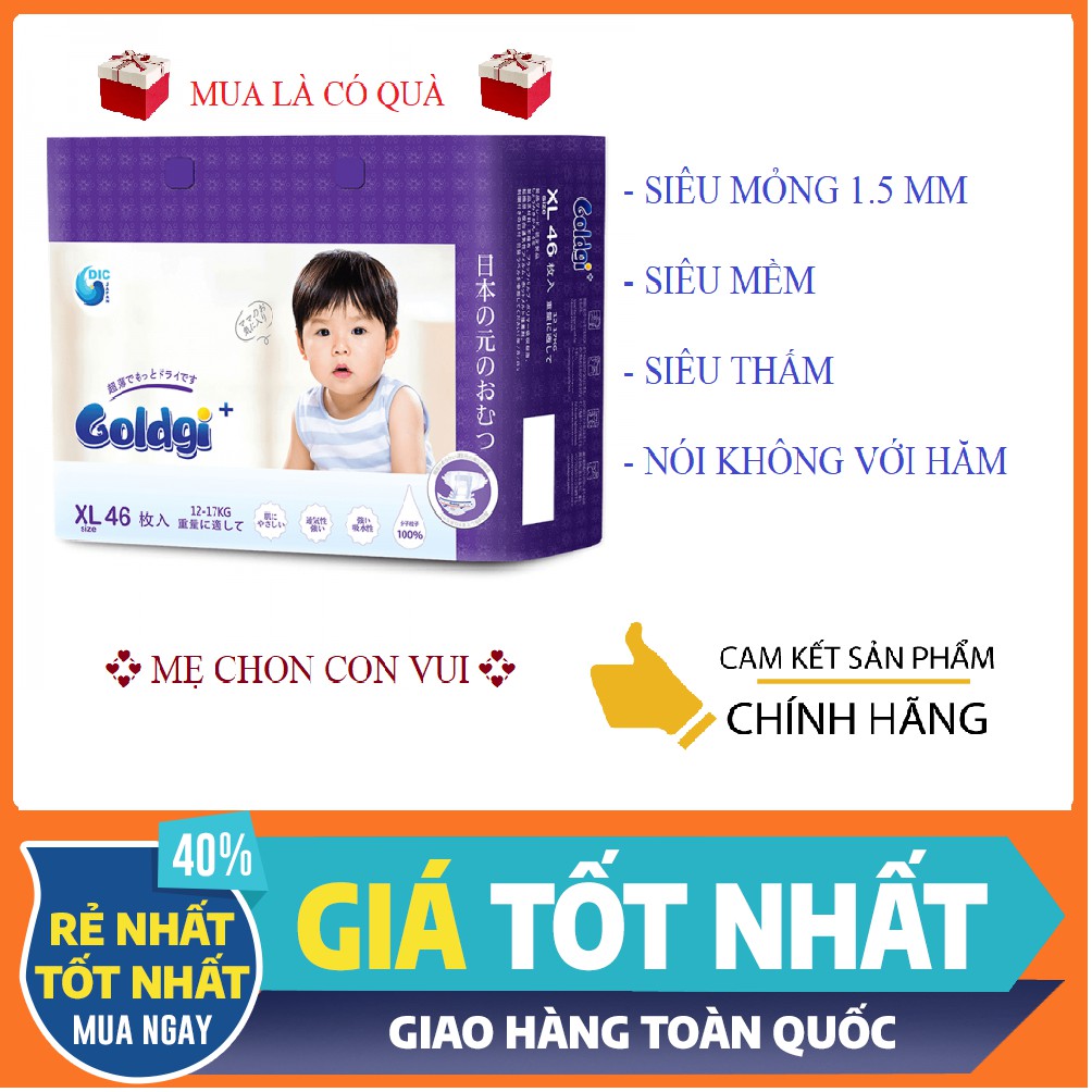 ⚡𝐂𝐎𝐌𝐁𝐎 𝟐 𝐁𝐈̣𝐂𝐇⚡ Bỉm GOLDGI+/GOLDGI X5 NÂNG CẤP NHẬT BẢN Dán/Quần Đủ Size NB92/S84/M66/M60/L56/L48/XL46/XL44/XXL34