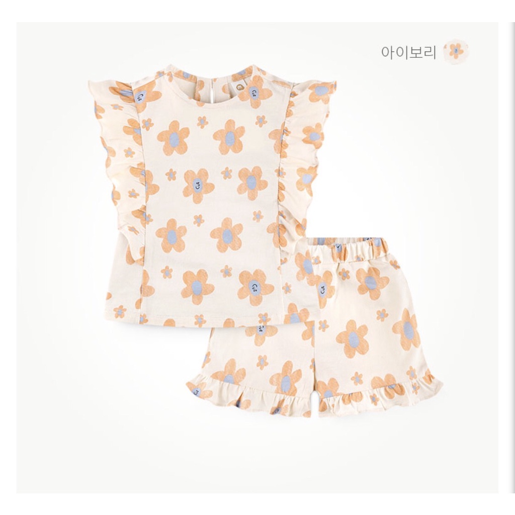 Bộ cotton hoa bèo dọc bé gái MM. HA3014