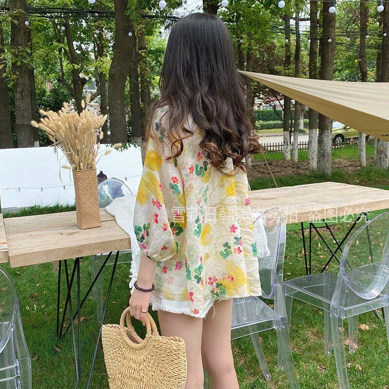 ÁO KIỂU SƠ MI HOA CỔ TRỤ TAY LỞ Lh0917399527