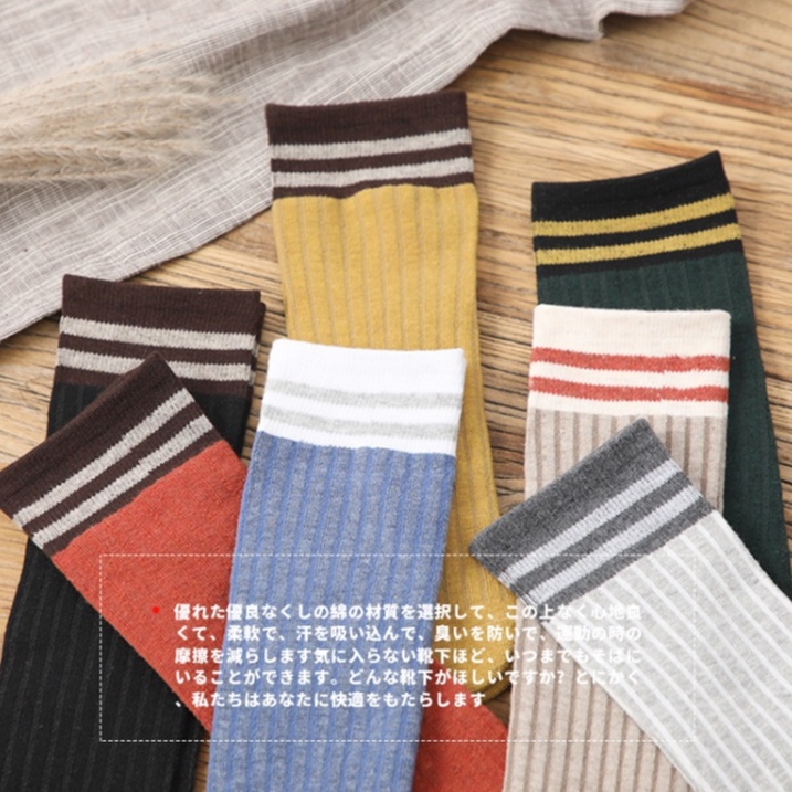 [Xuất Nhật] Tất nữ cổ nhún phong cách vintage, nhiều màu bằng sợi bông siêu thoáng, thấm mồ hôi