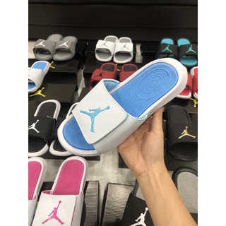 SALE Dép jordan quai ngang bóng rổ xanh trắng KHÔNG HỘP
