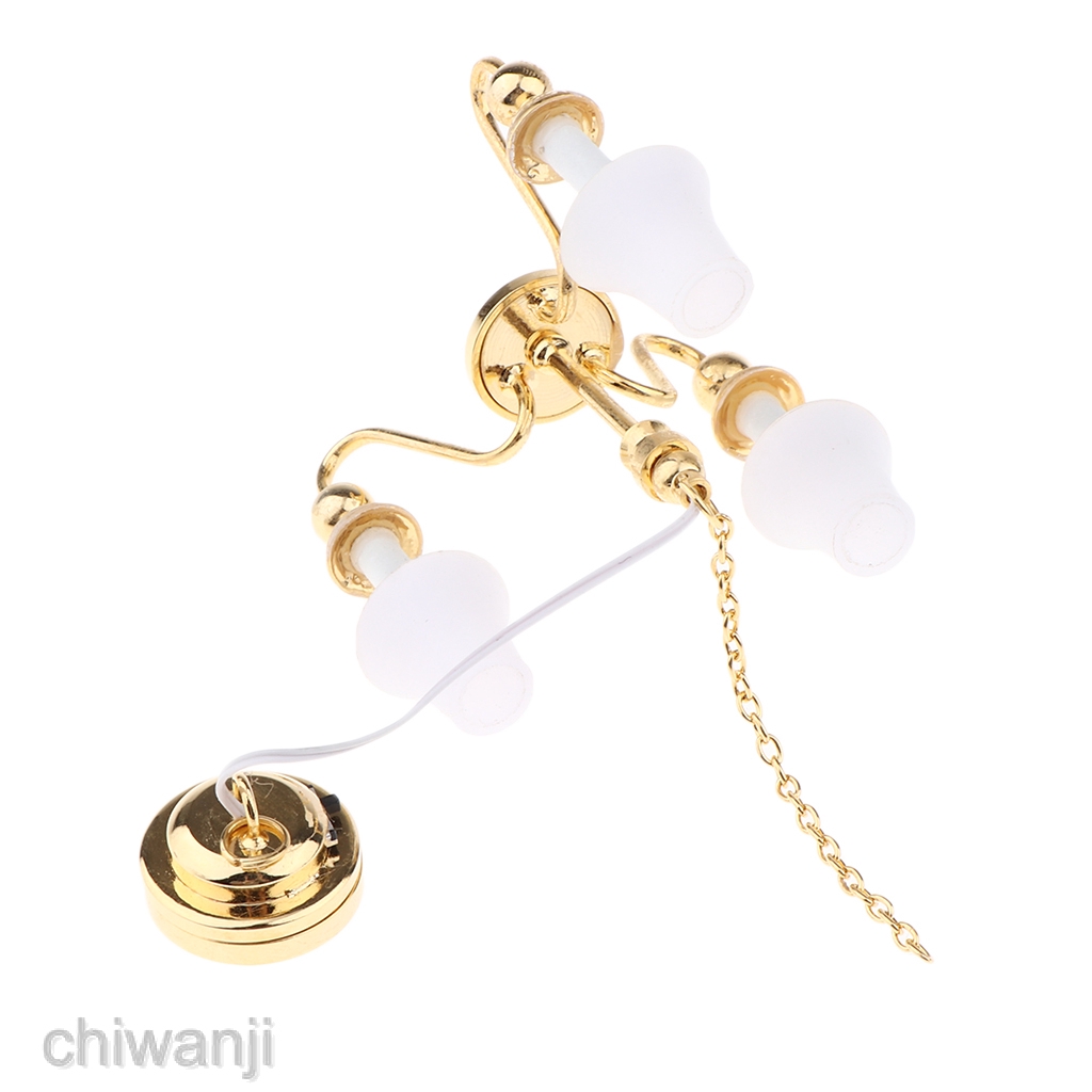 Đèn Trần LED Điện Tử 3 Cánh Tỉ Lệ 1: 12 Trang Trí Nhà Búp Bê