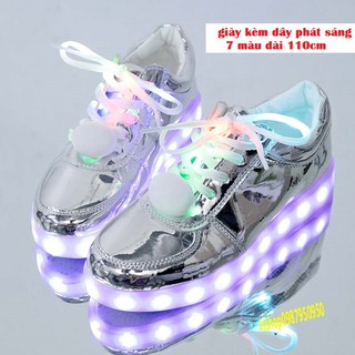 Giày Phát Sáng Bạc Bóng - Phát Sáng Đèn Led 7 màu -8 chế độ  tùy chỉnh