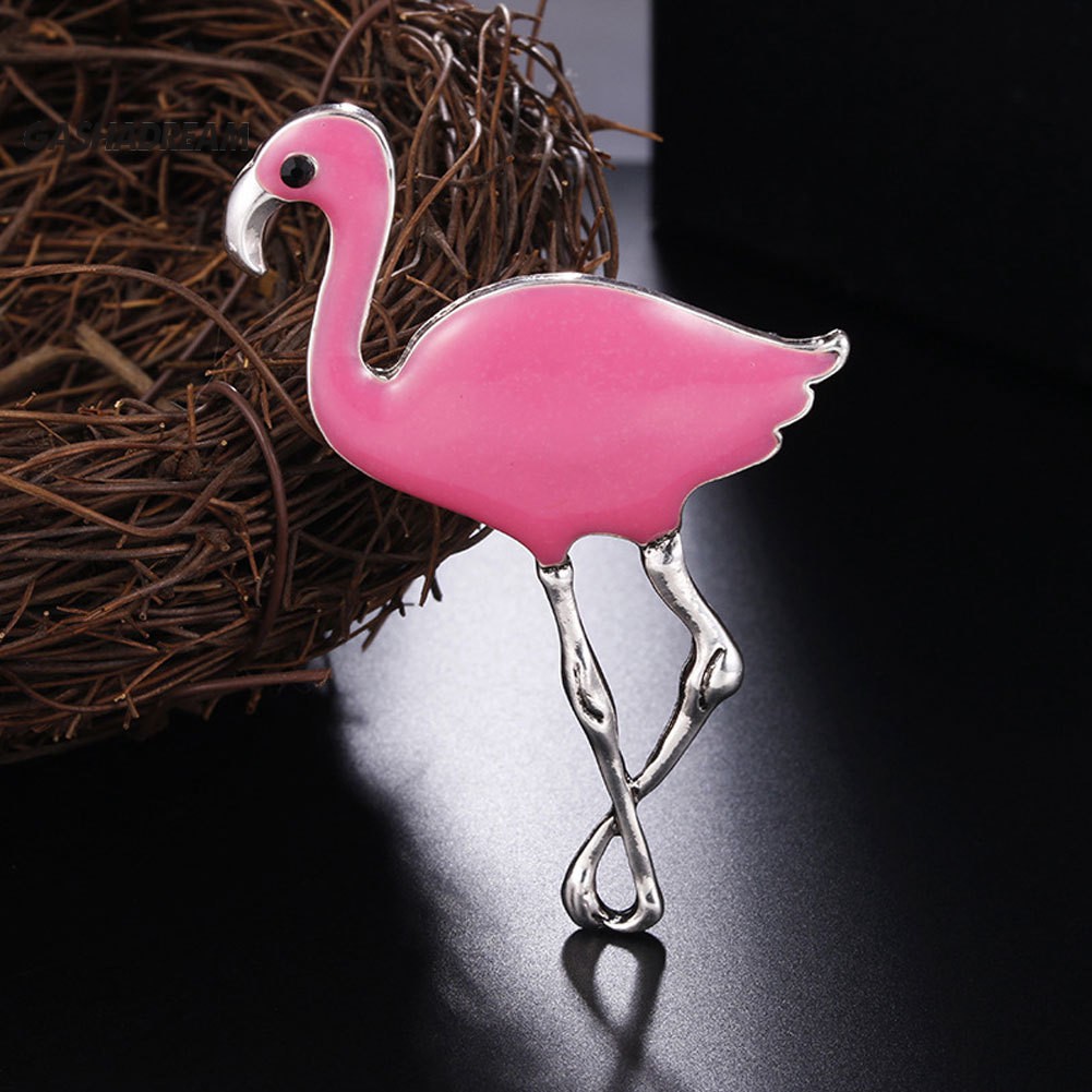 ♉GD Women Fashion Enamel Cute Flamingo Shape Brooch Pin Dress Scarf Jewelry Gift