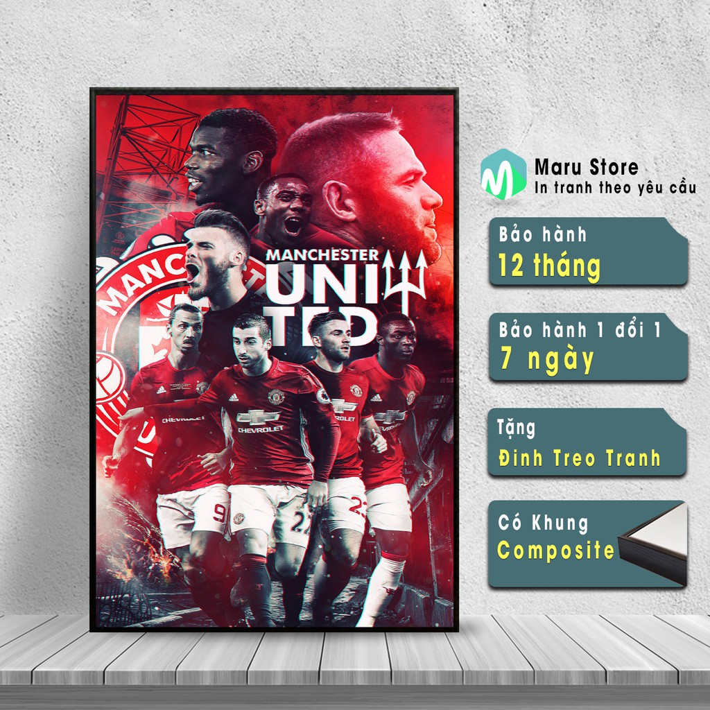 Tranh Treo Tường Cầu Thủ Manchester United, Trang Trí Phòng Net, Quán Cafe