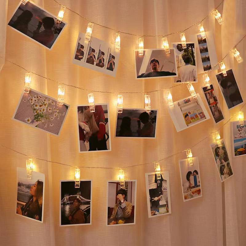 Dây Đèn Led 10 Bóng Dài 2m Kèm Kẹp Ảnh Trang Trí