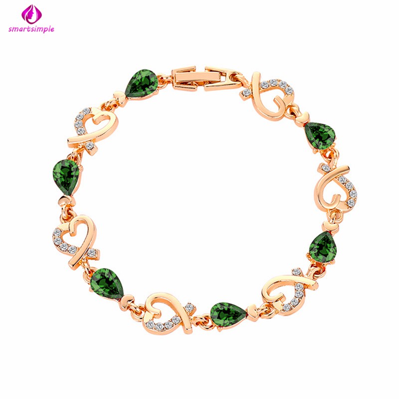 Vòng tay mặt hình hoa đính đá zircon thanh lịch dành cho nữ