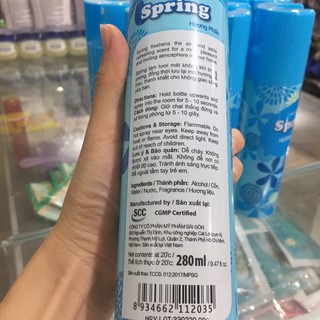xịt phòng hương phấn 225ml spring