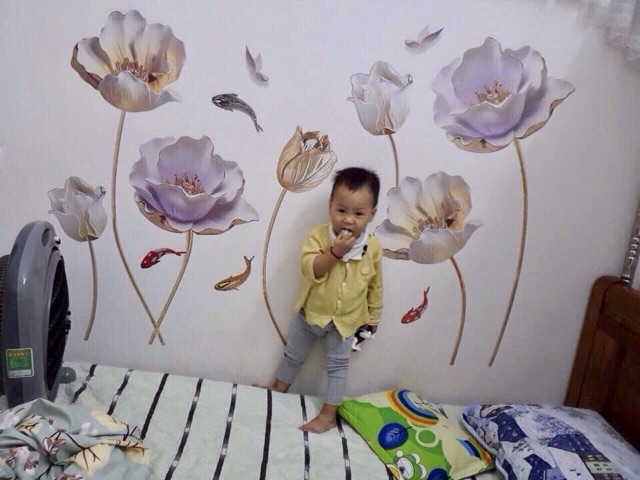 DECAL DÁN TƯỜNG HOA HỒNG ĐÁ 3D