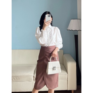 Áo sơ mi trắng tay bo chun