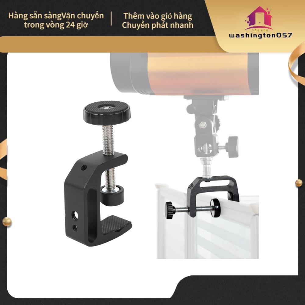 Washington057 Aluminium Alloy Black C Clamp Mount Fixed Desktop Bracket for Flashlight Camera Tripod Photography
