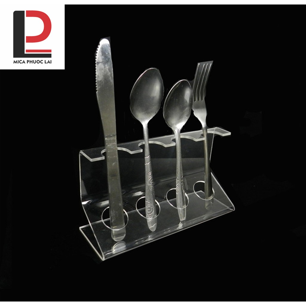 Kệ mica trưng bày bộ dụng cụ ăn/ Giá đỡ acrylic trong suốt để dao, nĩa, đũa, thìa