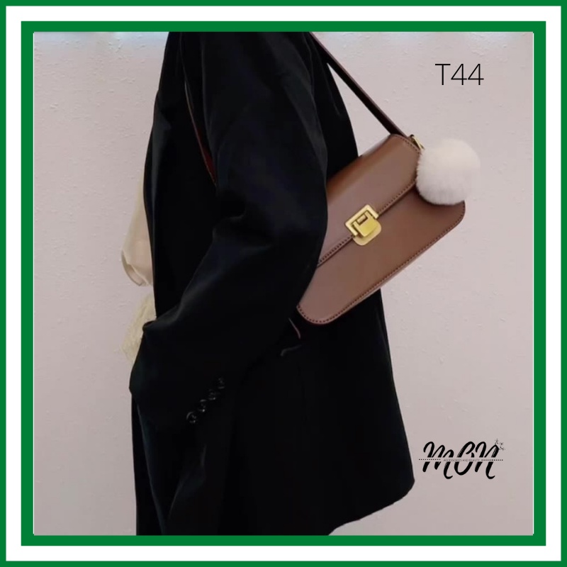 🌸order🌸 Túi xách da mềm đeo chéo nữ CEEKAY chính hãng phong cách đơn giản - phối viên bông- T44