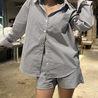 Set Bộ Sơ Mi Sọc Nhí (Áo Sơ Mi + Quần Short)