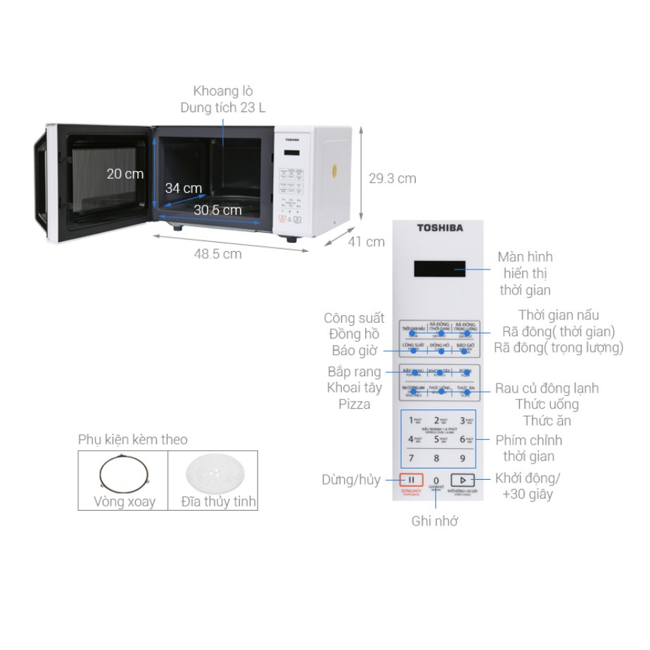 [Mã ELHADEV giảm 4% đơn 300K] Lò vi sóng Toshiba ER-SS23(W1)VN