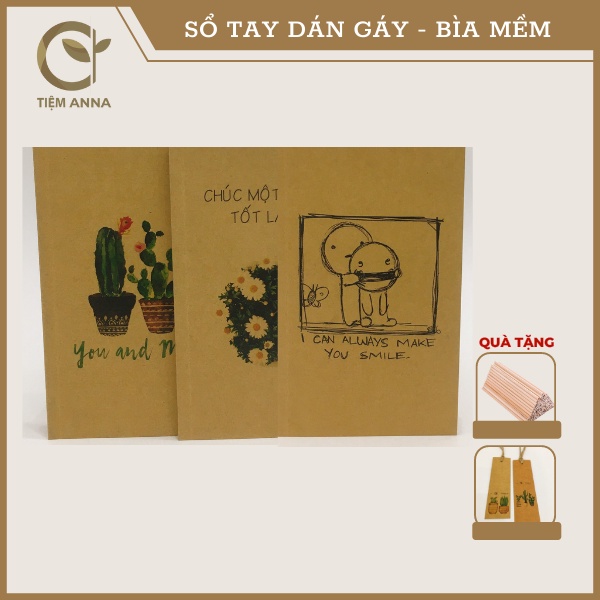 Sổ tay- Sổ tay ghi chép handmade giấy Kraft dán gáy in hình vintage siêu xinh