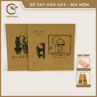 Sổ tay- Sổ tay ghi chép handmade giấy Kraft dán gáy in hình vintage siêu xinh