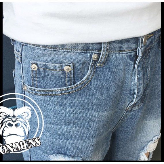 [Khuyến Mãi Sốc] Quần jean xanh rách gối nam thoáng mặc hè